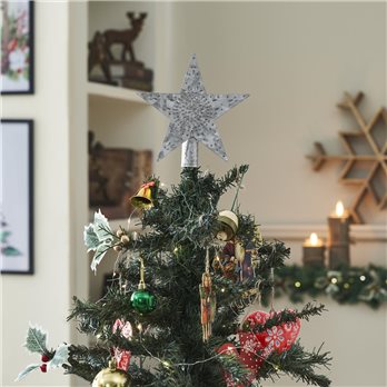 Punched Metal Star Tree Topper Galvanized 6.75x6.75x1