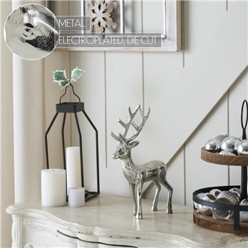 Shiny Silver Reindeer Figurine 12x8x2.75