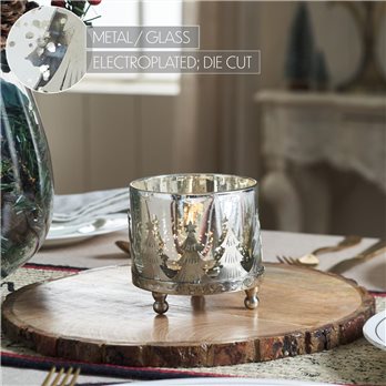 Silver Christmas Mercury Glass Candle Holder 4x4x4
