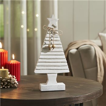 Starbright Distressed White Wooden Tree 13x6x2