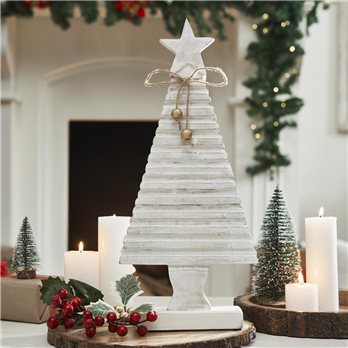 Starbright Distressed White Wooden Tree 17x7.75x2