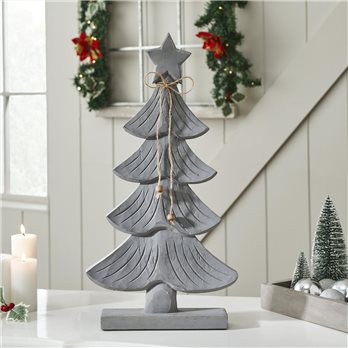 Starry Pine Distressed Grey Wooden Tree 17x8.75x2