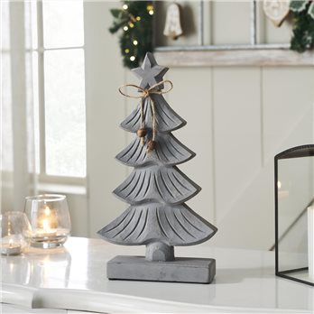 Starry Pine Distressed Grey Wooden Tree 21x11x2
