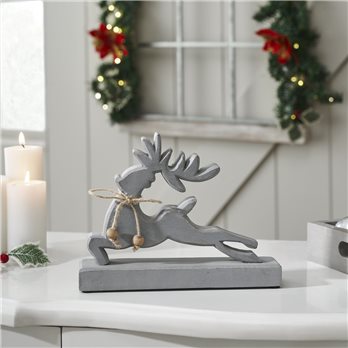 Through the Snow Distressed Grey Wooden Reindeer 7x9x2