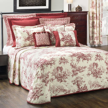 Toile Comforter Sets And Bedding, Red Toile Duvet Cover Queen