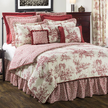 Red Bouvier Toile Comforter Sets And Bedding Coordinates From
