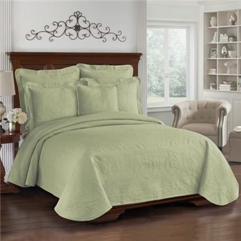 King Charles Matelasse Sage Queen Coverlet