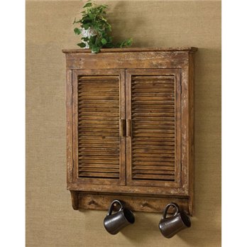 Distressed Wood Shutter Cabinet 26x32