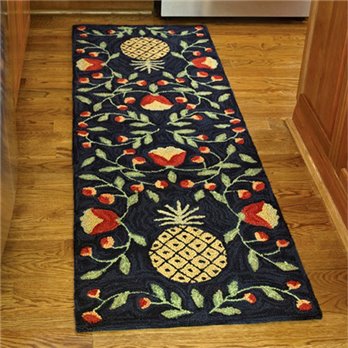 Pineapple Hooked Rug Runner 24x72