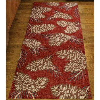 Pinecone Hooked Rug Runner 24X72