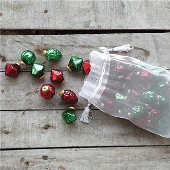 Mercury Glass Ornaments Set of 36: Red & Green