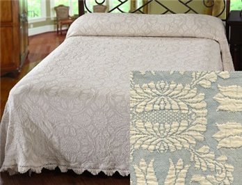 Colonial Rose Queen French Blue/Natural Bedspread