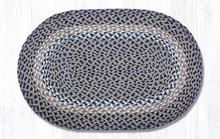 Blue/Natural Oval Braided Rug 20"x30"