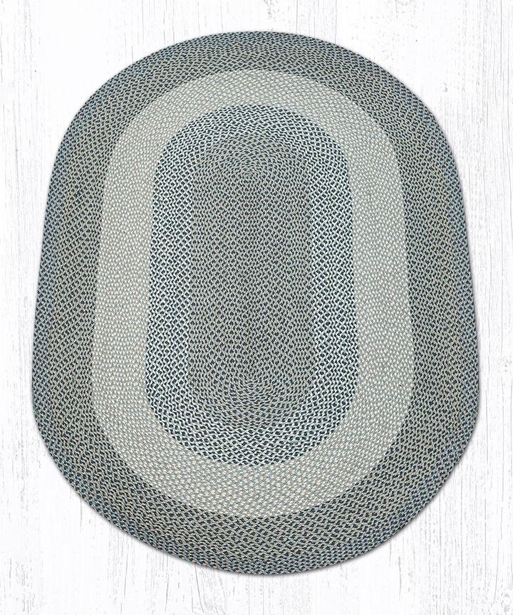 Blue/Natural Oval Braided Rug 5'x8'
