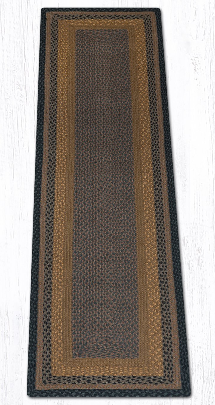 Brown/Black/Charcoal Rectangular Braided Rug 2'x8'