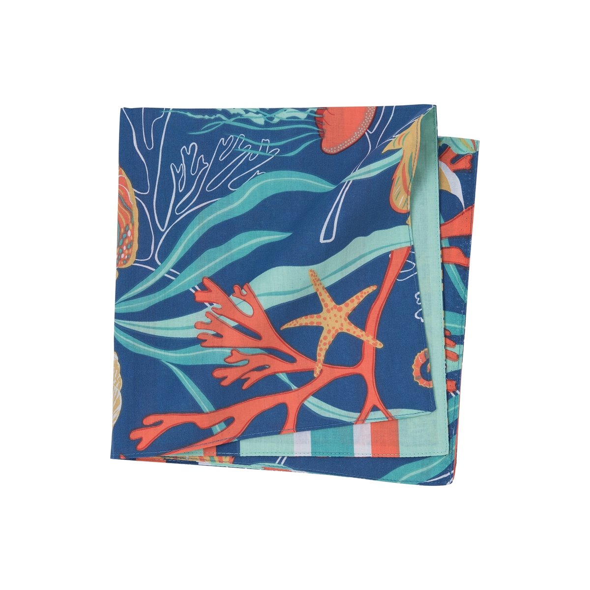 Seahorse Bimini Island Quilted Reversible Round C/&F Placemat Shells Fish