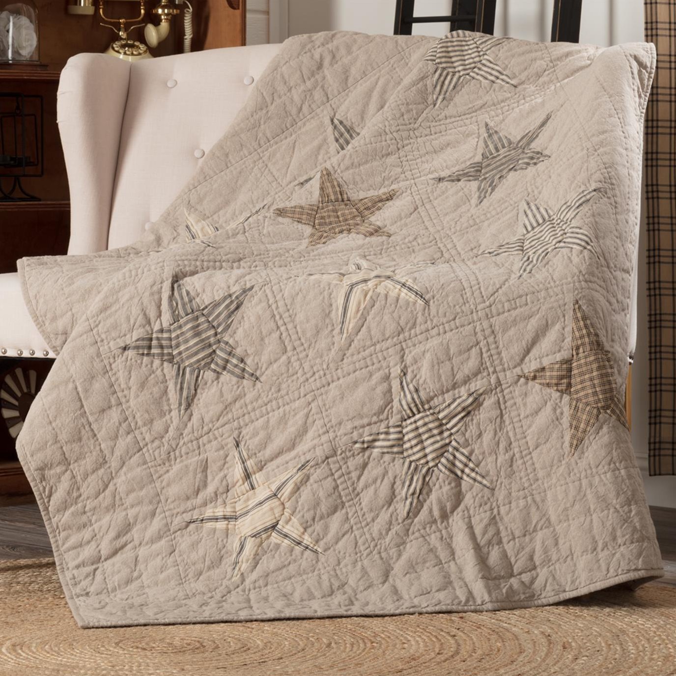 Sawyer Mill Star Charcoal Quilted Throw 60x50