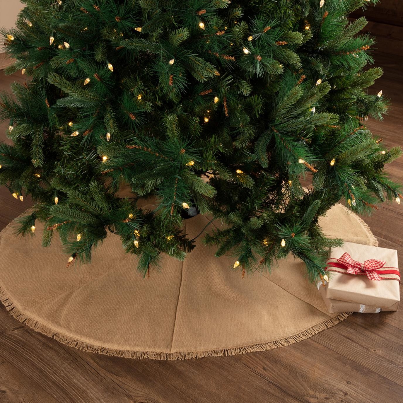 Yuletide Burlap Tan Tree Skirt 48 by Seasons Crest VHC Brands