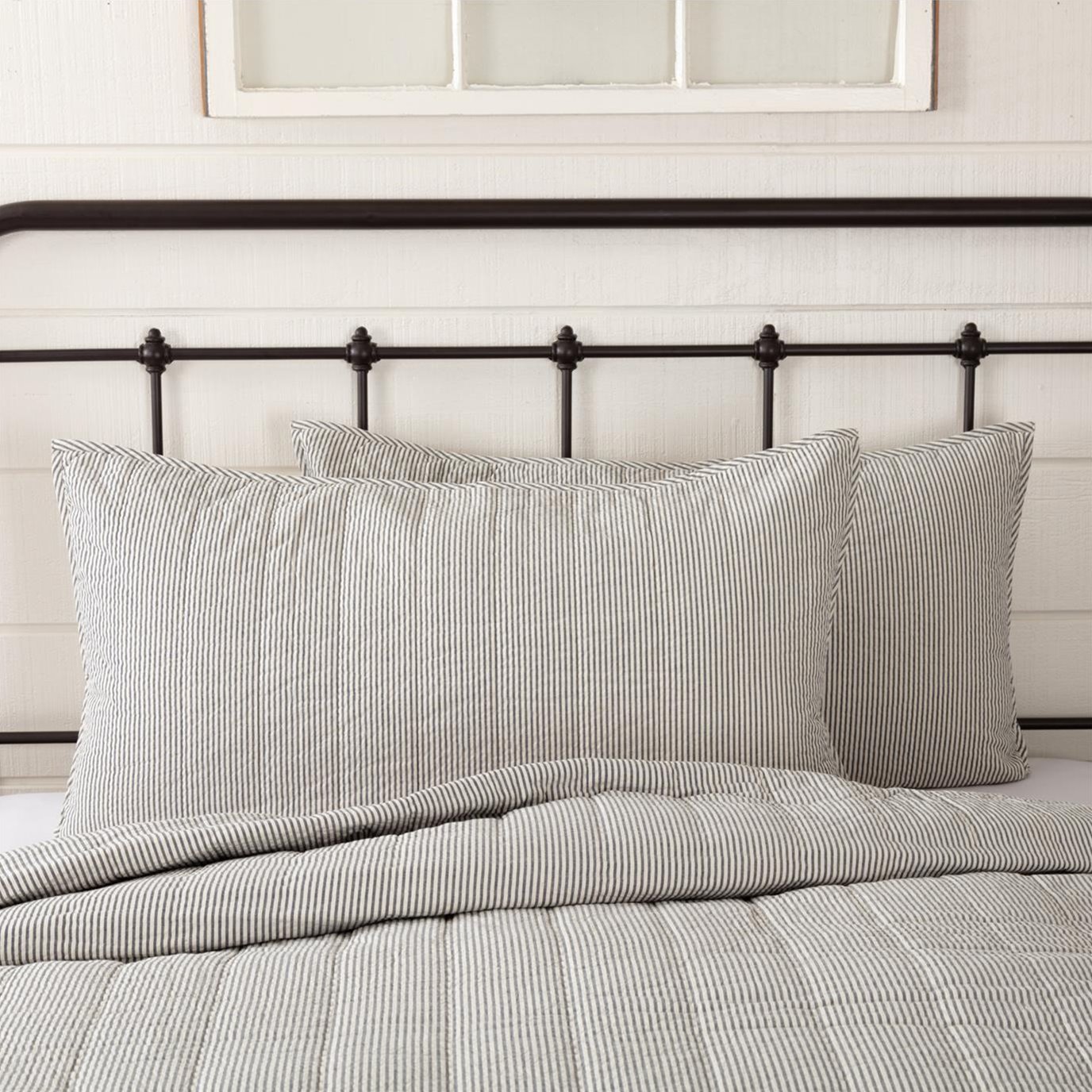 Hatteras Seersucker Blue Ticking Stripe King Sham 21x37 by April ...