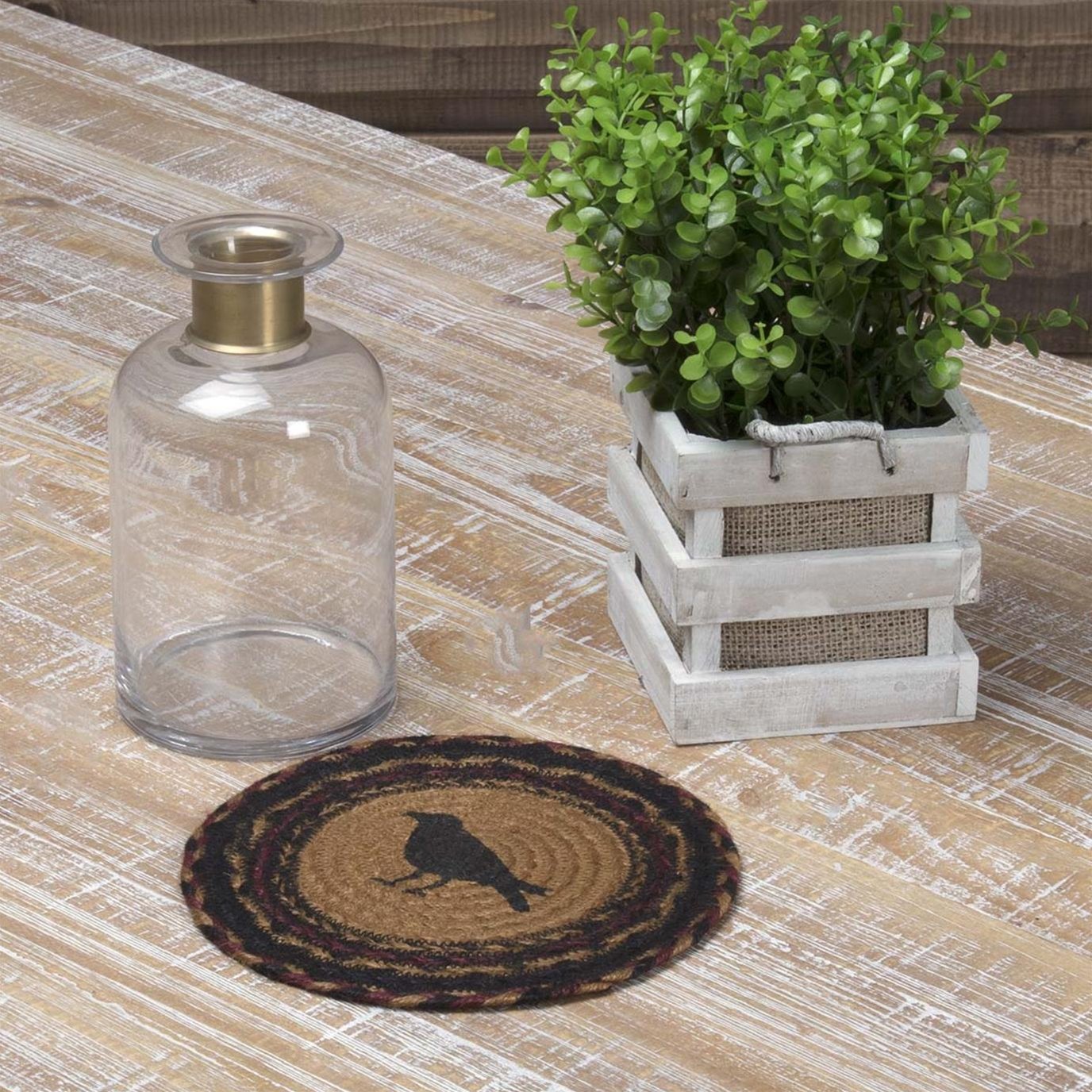 Heritage Farms Crow Jute Trivet 8 34271 by VHC Brands for sale online