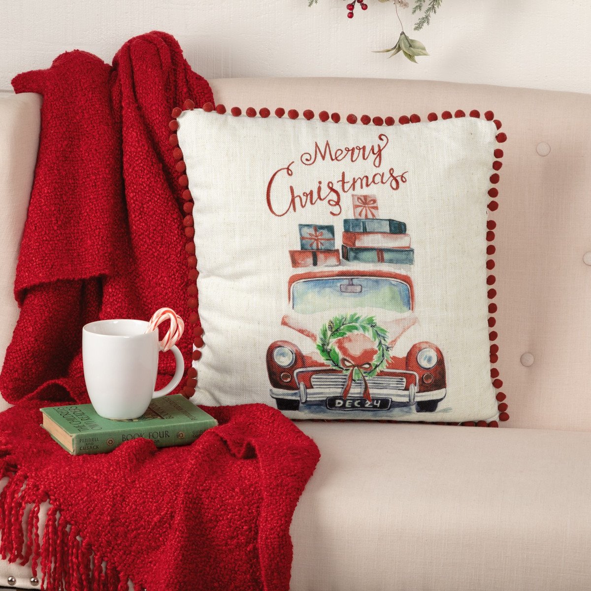 Merry Christmas Truck Pillow 18x18