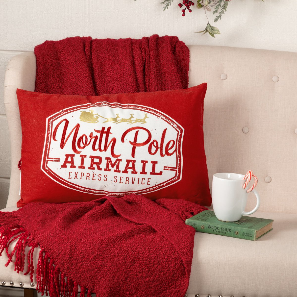 North Pole Airmail Pillow 14x22
