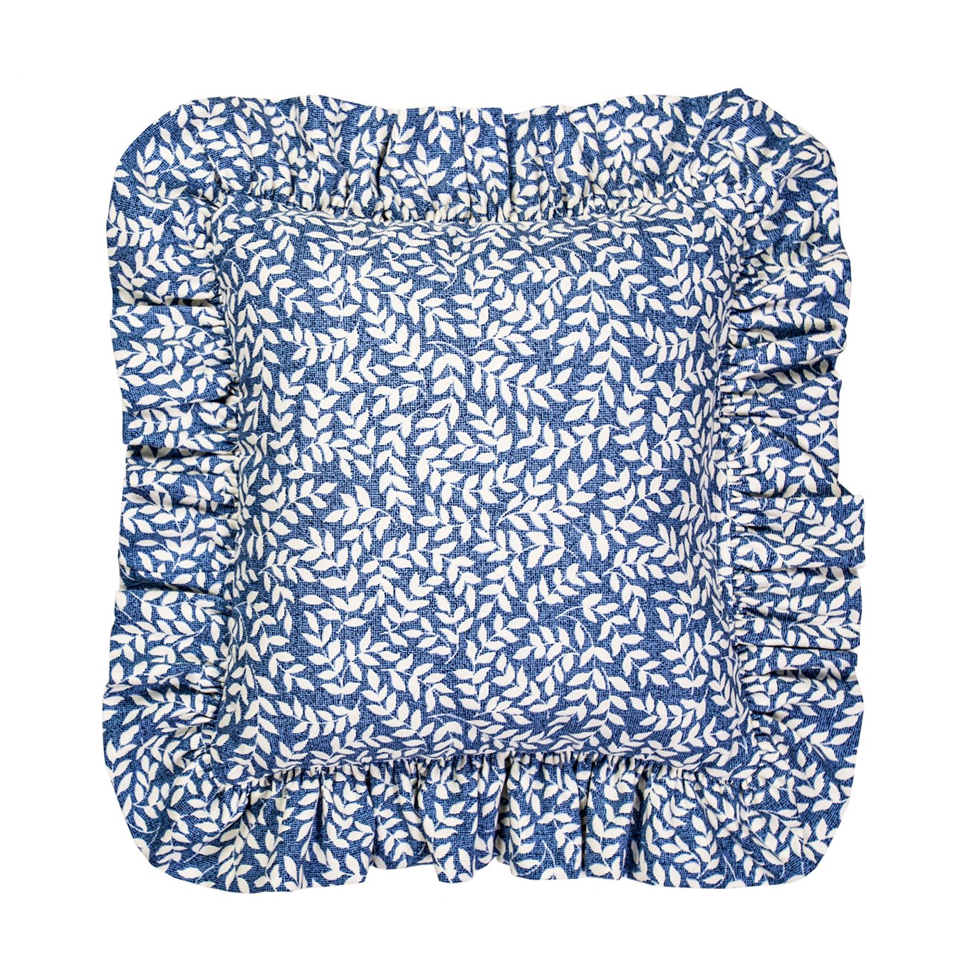 Bouvier Blue Leaf Print Square Pillow