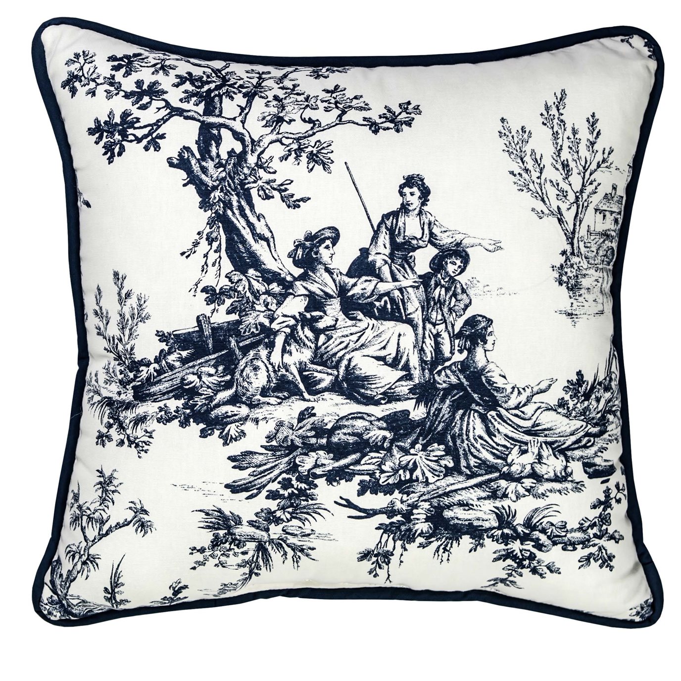 Square Pillow Blue Toile de Jouy