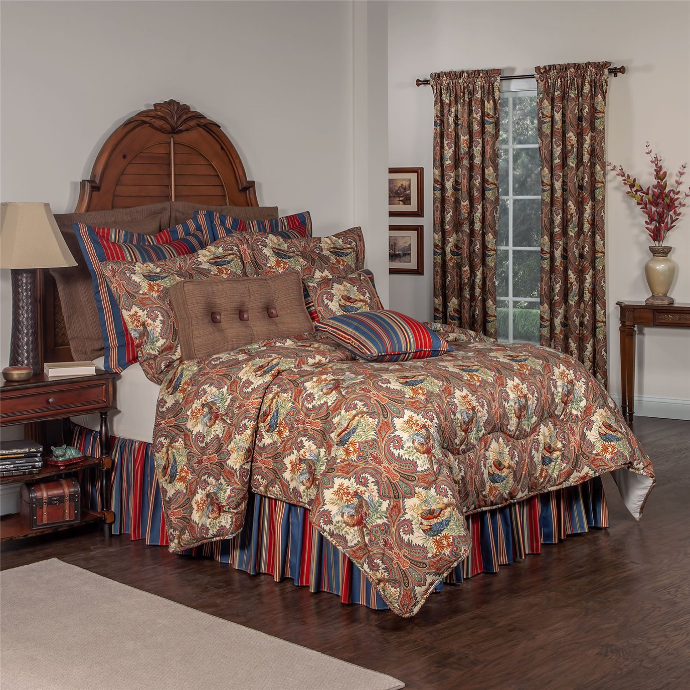 Royal Pheasant Queen Comforter Set (18" Bedskirt)