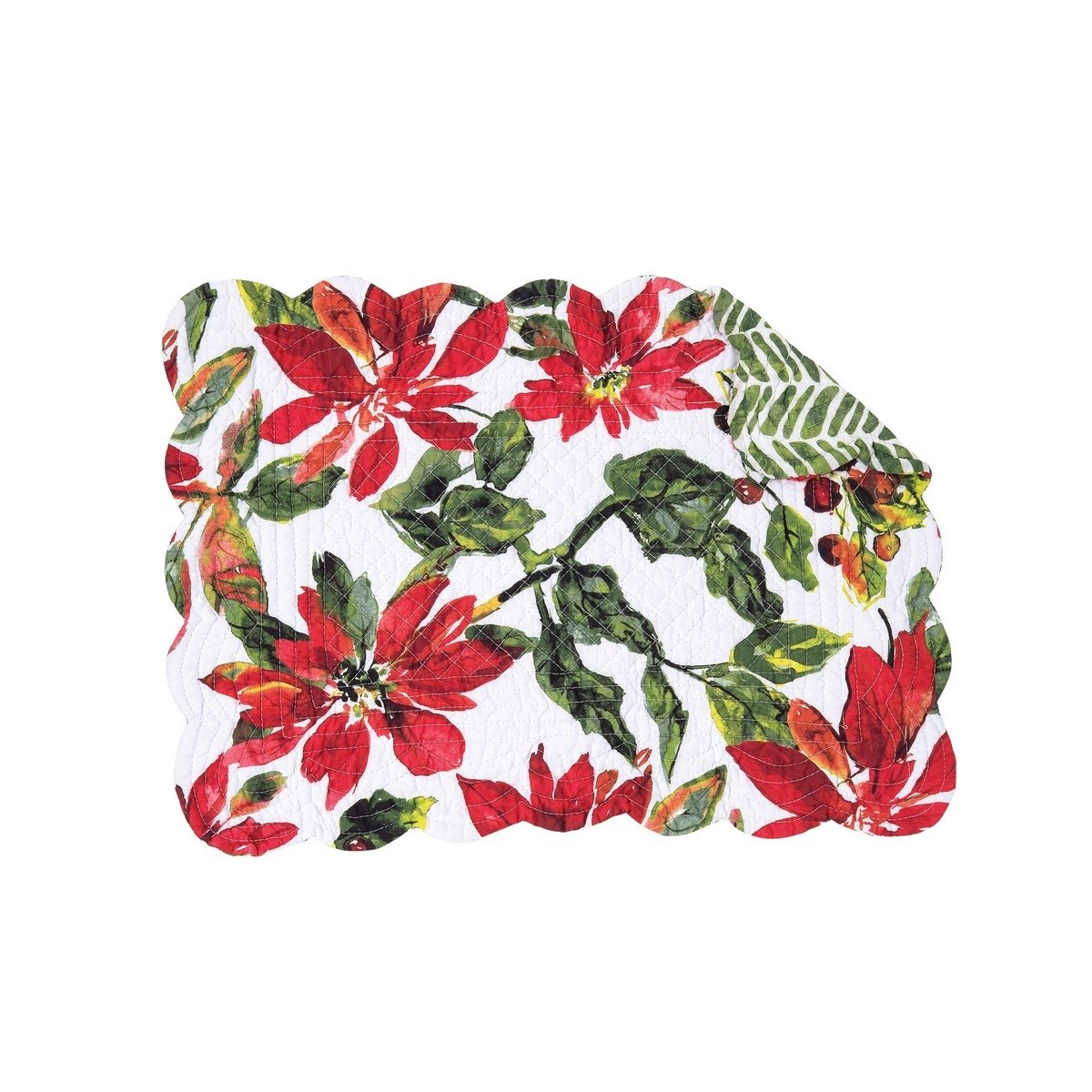 Poinsettia Berries Rectangular Quilted Placemat