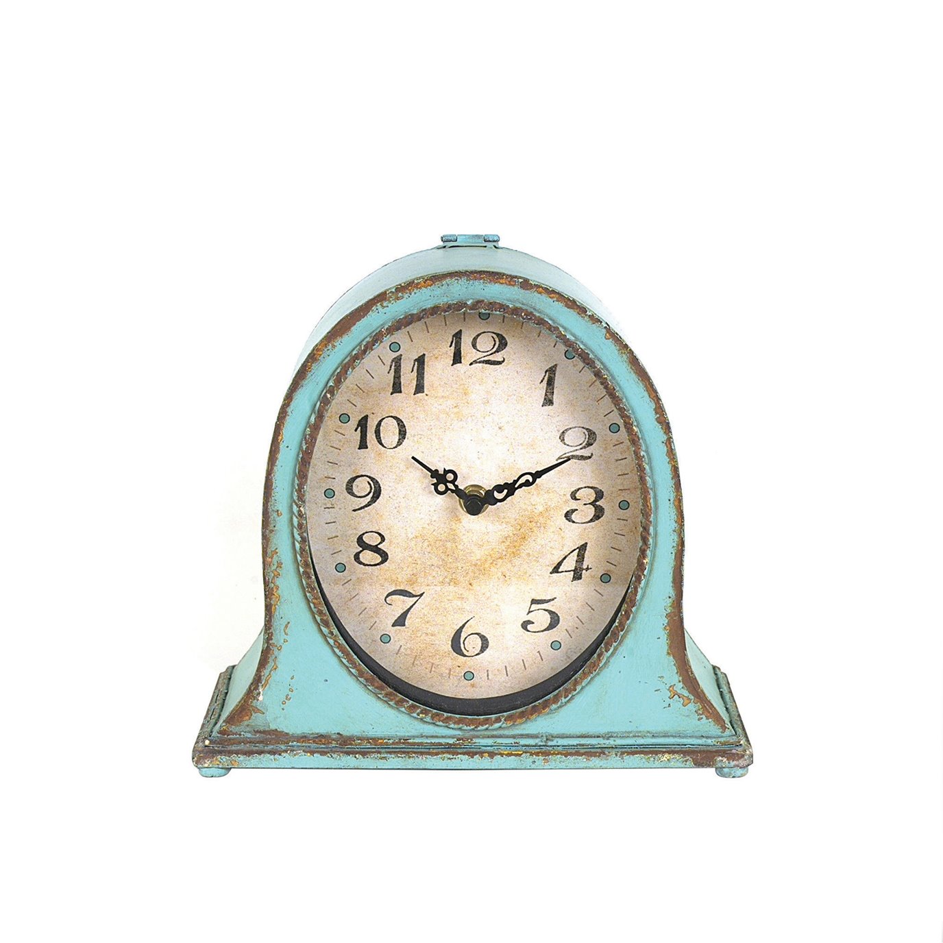 Metal Mantel Clock with Aqua Finish