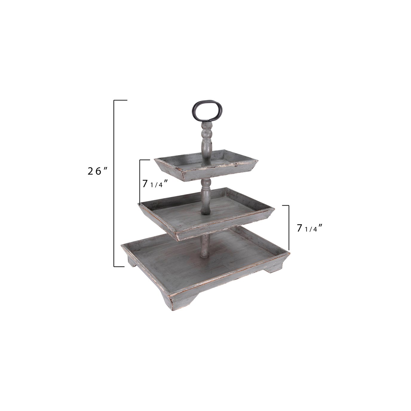 Creative Co-op Grey Decorative 3 Tier Tray