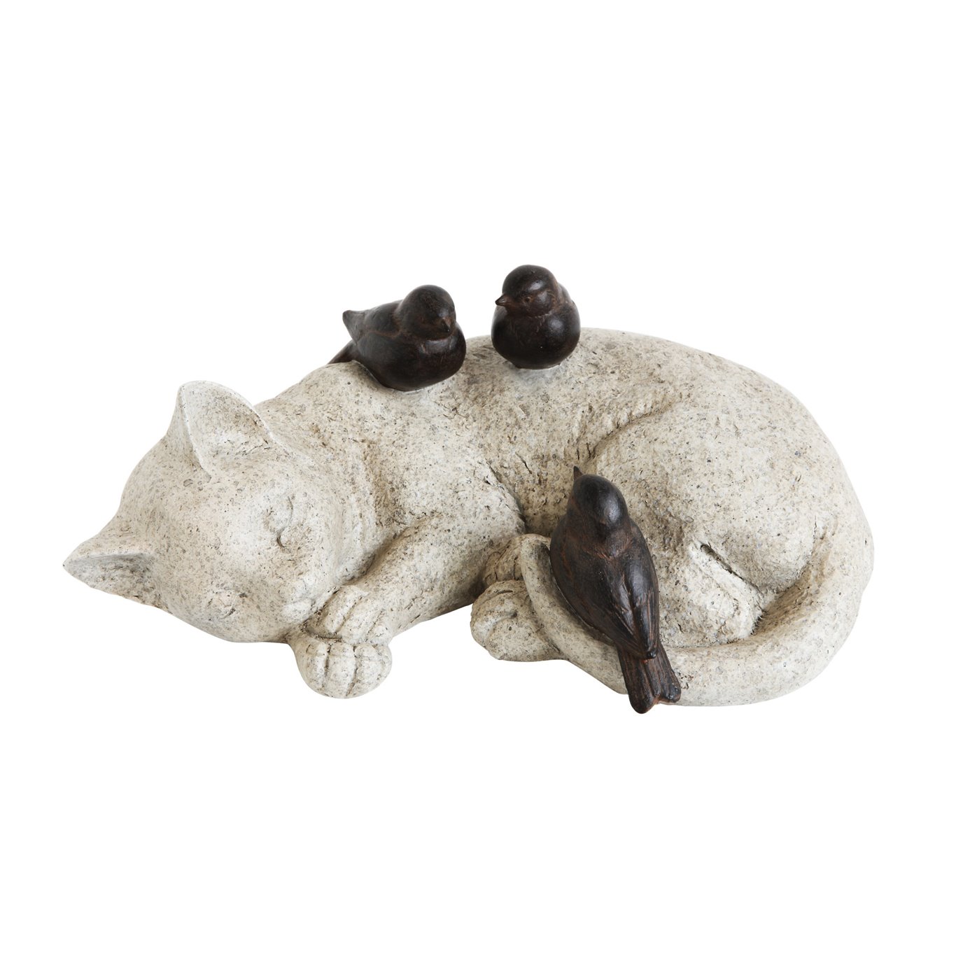 Cat Sleeping with Birds Resin Figurine