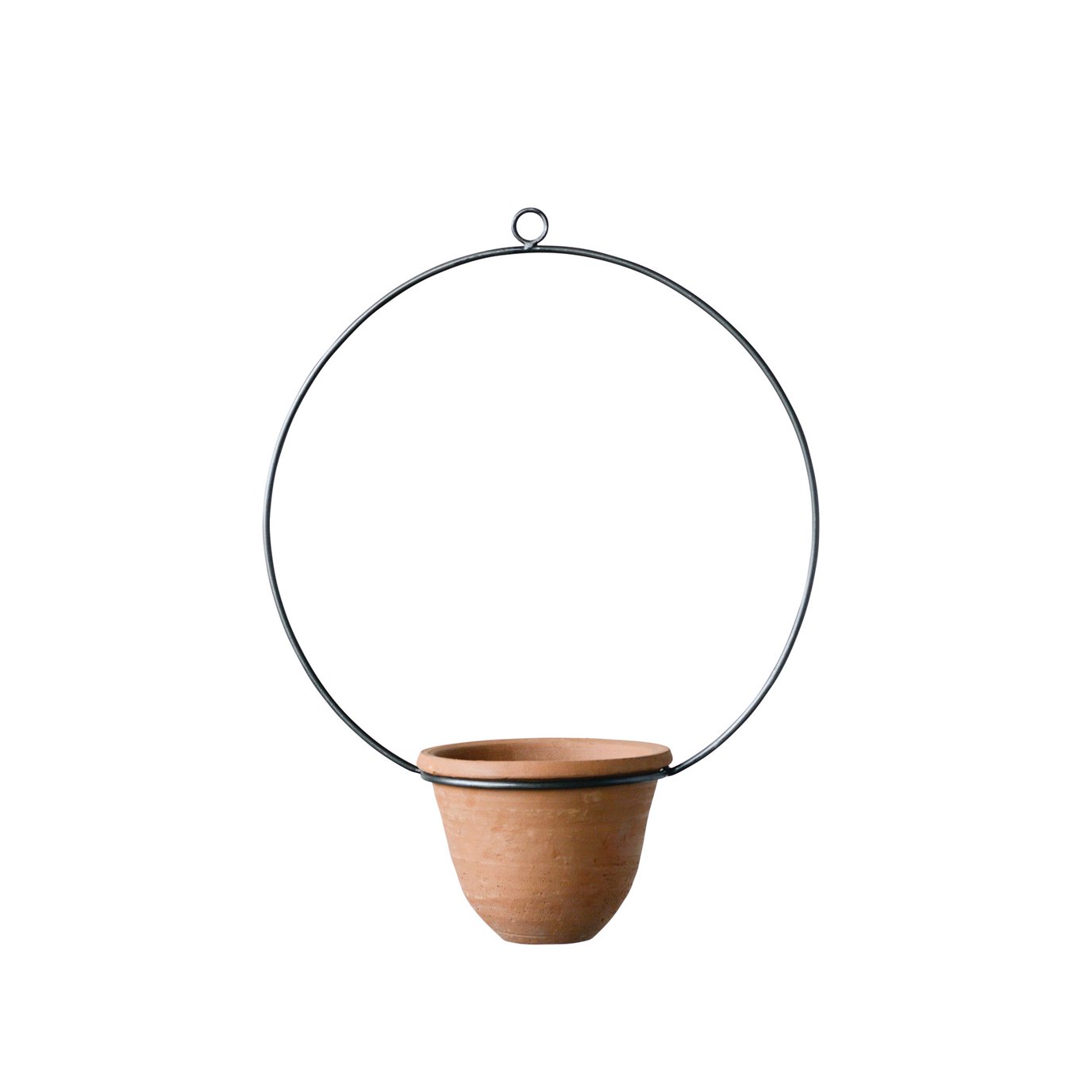 Hanging Terracotta Planter with Metal Hanger (Set of 2 Pieces)