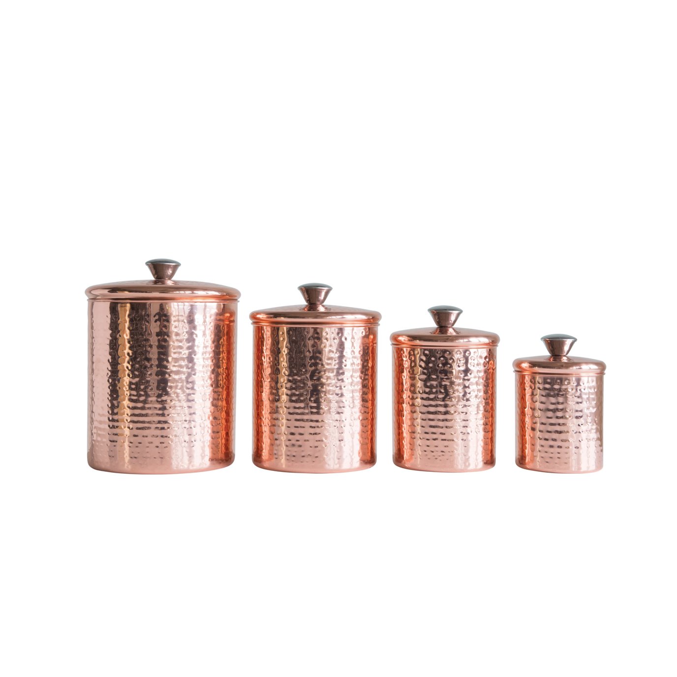 Hammered Stainless Steel Canisters with Lids in Copper Finish (Set of 4 Sizes)