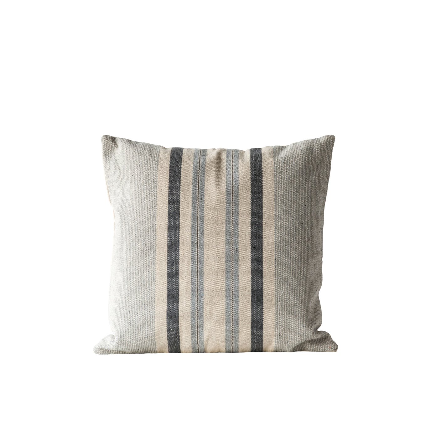 Square Grey Striped Cotton Woven Pillow