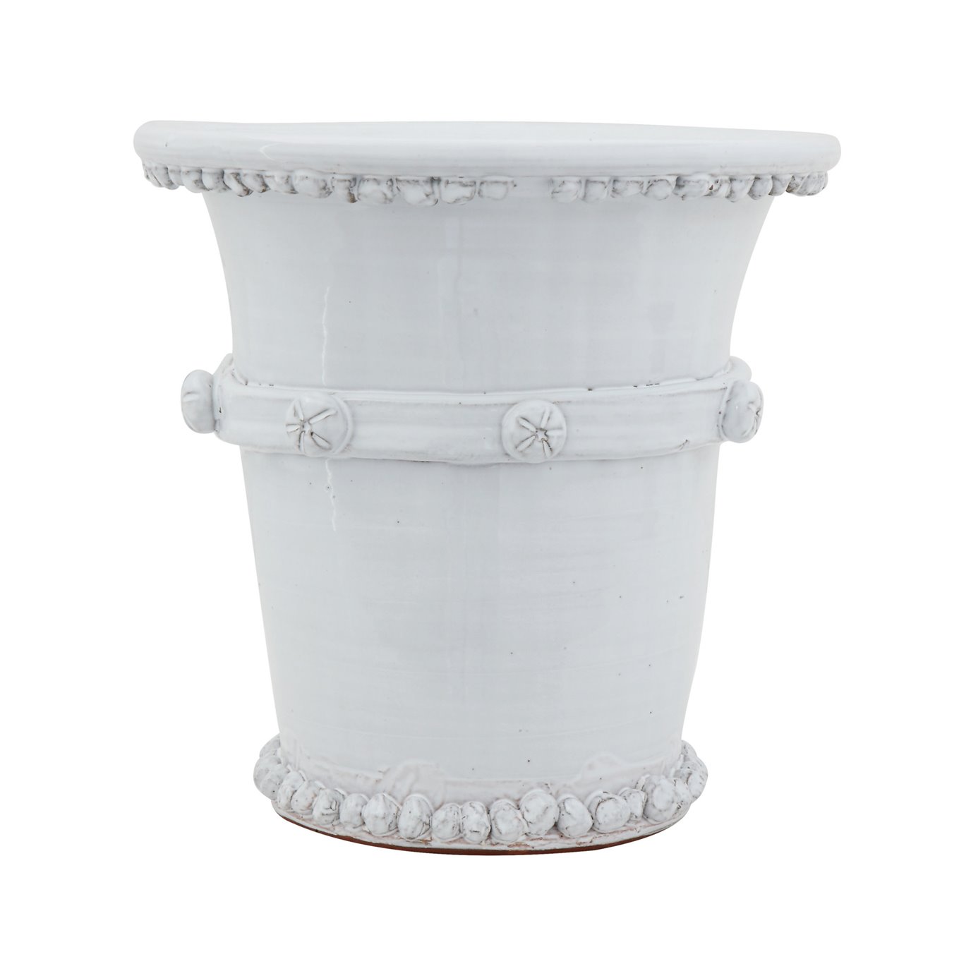 White Terracotta Planter with Dots