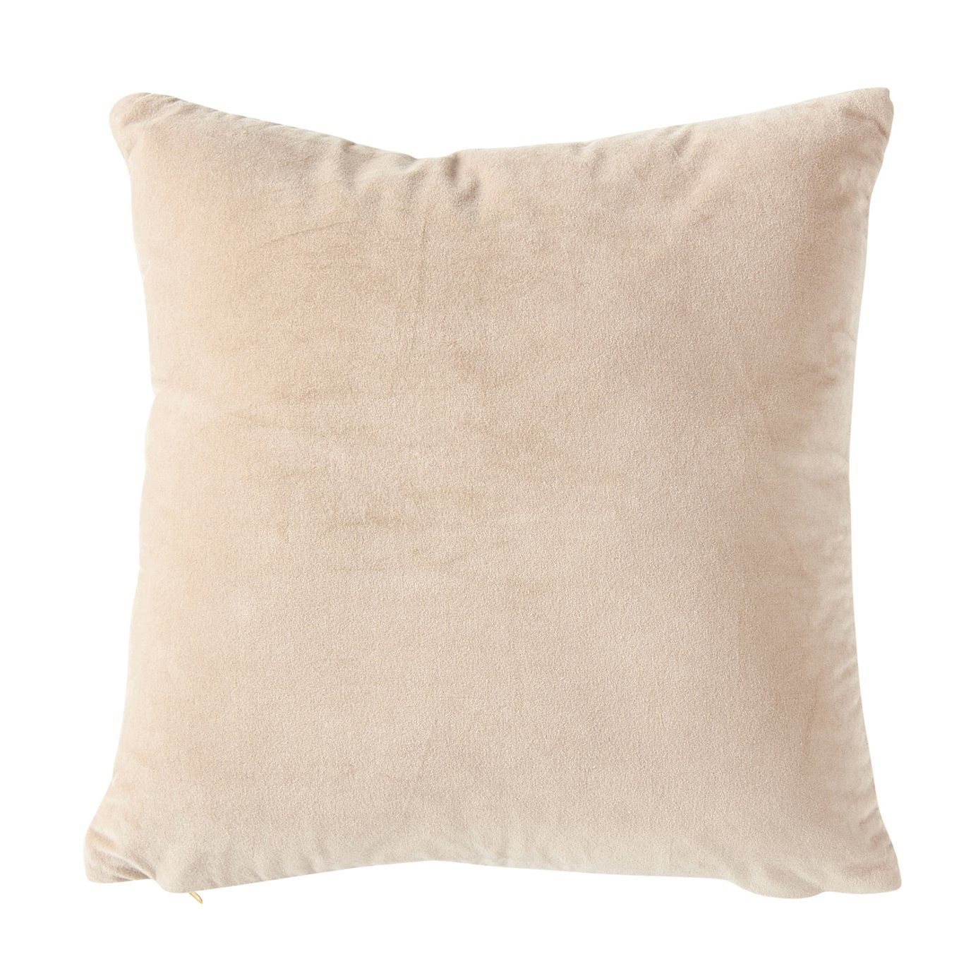Square Taupe Cotton Velvet Pillow with Cream Back