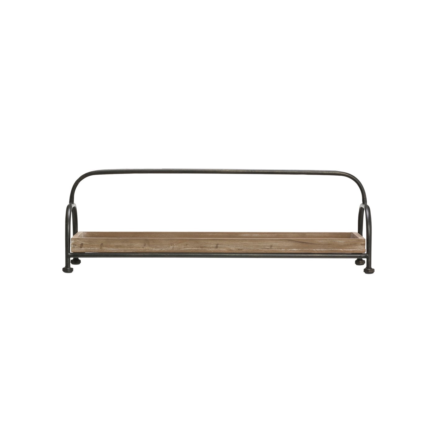 Rectangle Brown Wood Tray with Black Metal Stand