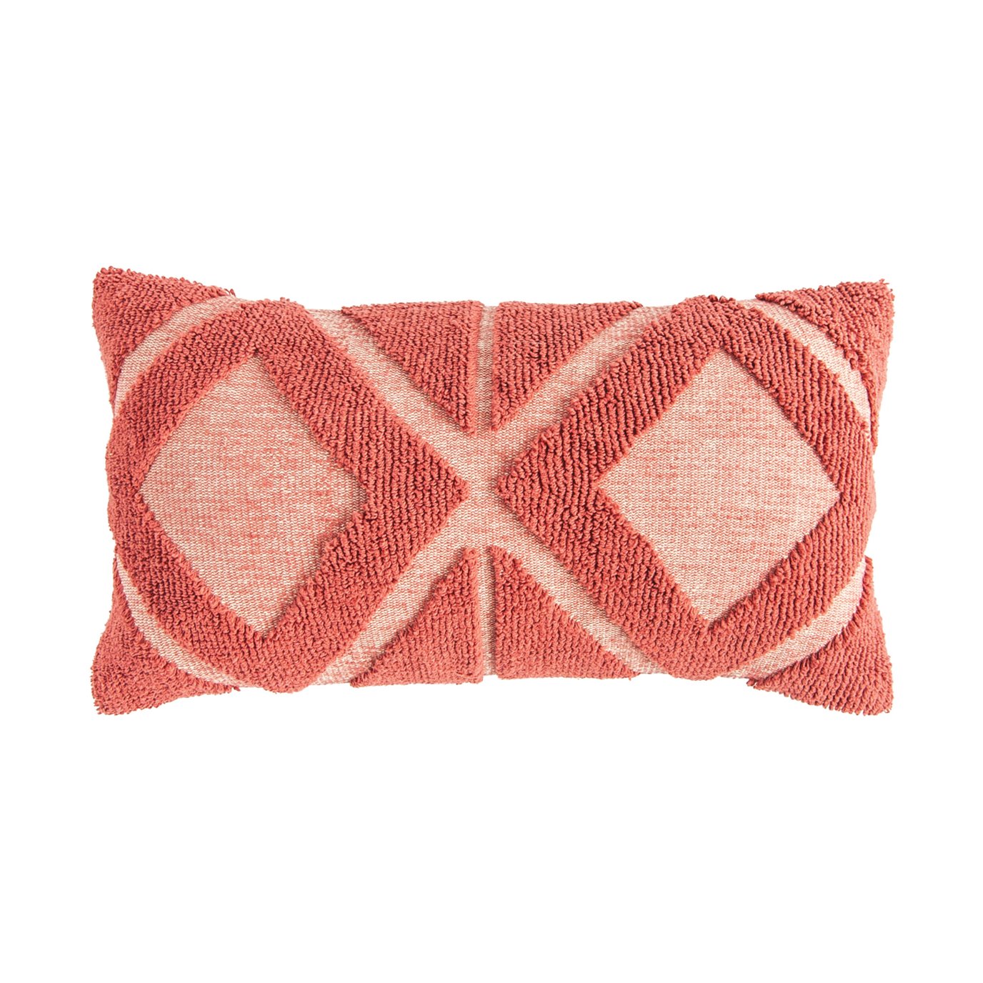 Coral Cotton Blend Chenille Lumbar Pillow