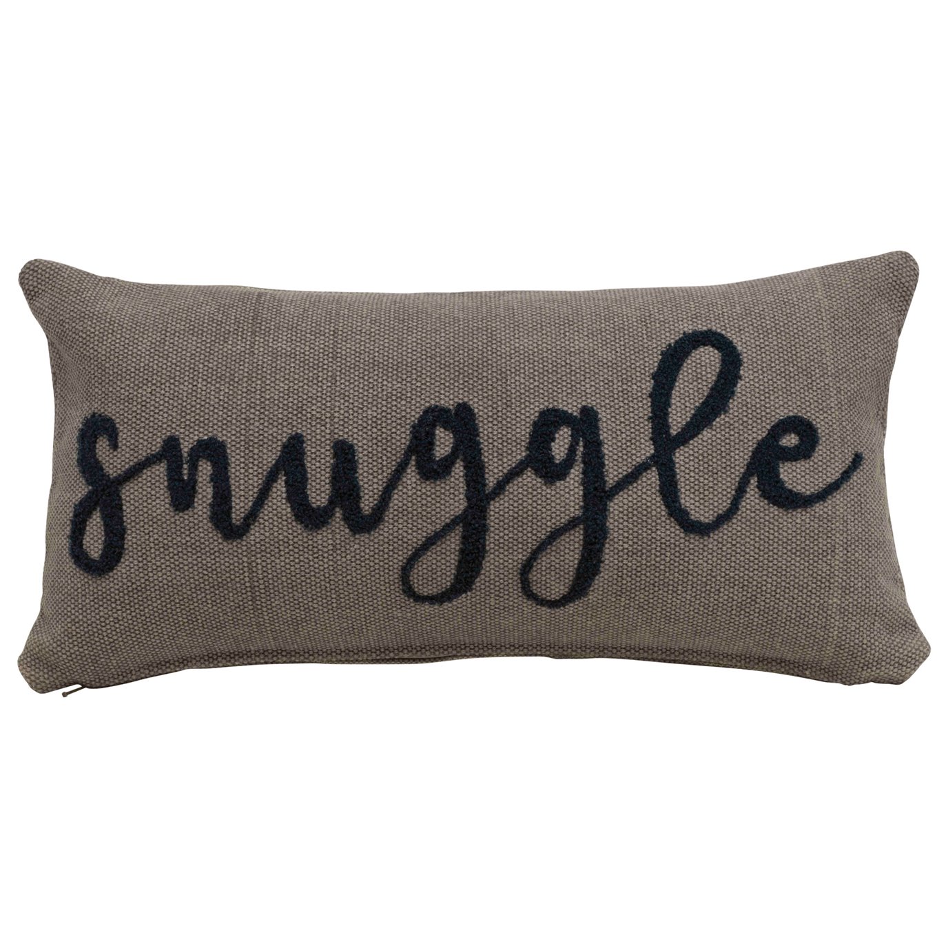 "Snuggle" Embroidered Rectangle Cotton Lumbar Pillow