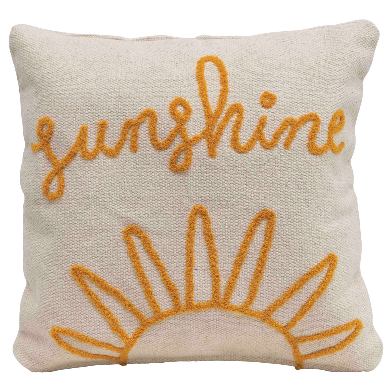 "Sunshine" Embroidered Square Cotton Pillow
