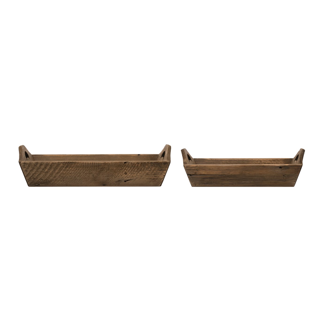 Rectangle Fir Wood Trays with Handles (Set of 2 Sizes)