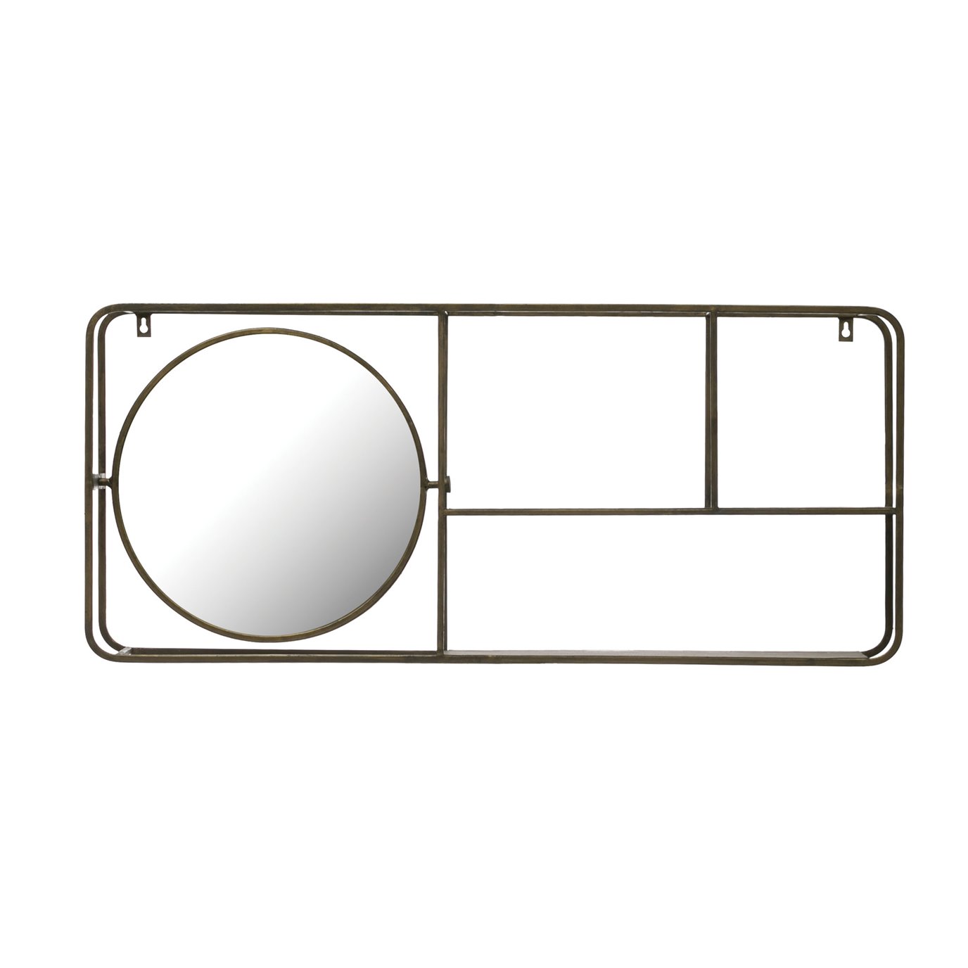 39.5"W Metal Framed Mirror with 2-Tier Wall Shelf