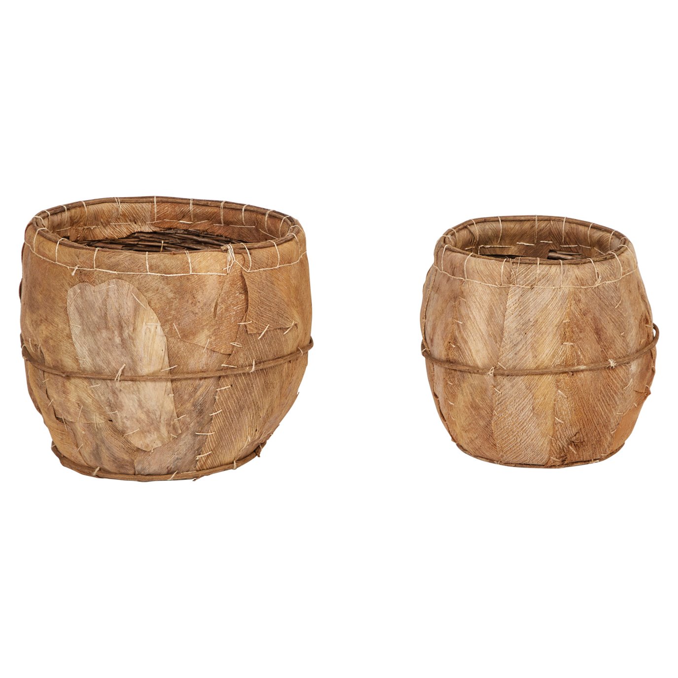Handmade Coca Leaf Planters with Plastic Lining (Set of 2 Sizes/Hold 17" & 20" Pots) Each one will vary