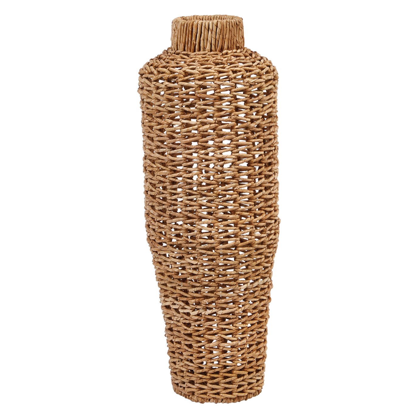 30"H Handwoven Water Hyacinth & Rattan Floor Vase