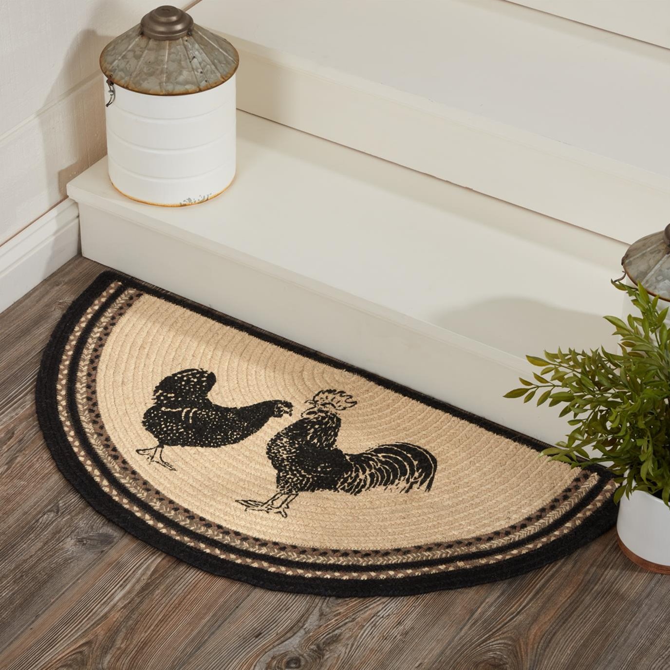 Sawyer Mill Charcoal Poultry Jute Rug Half Circle w/ Pad 16.5x33