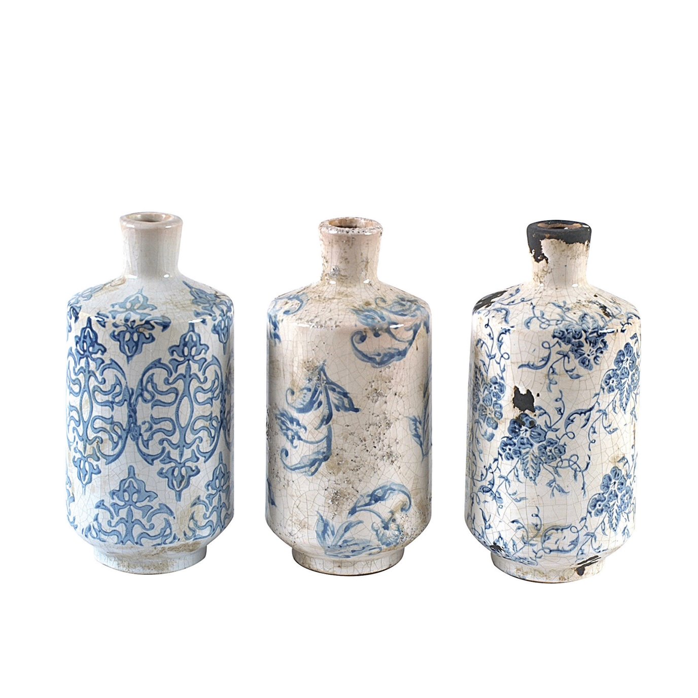 Blue and White Terracotta Vases (Set of 3 Designs)