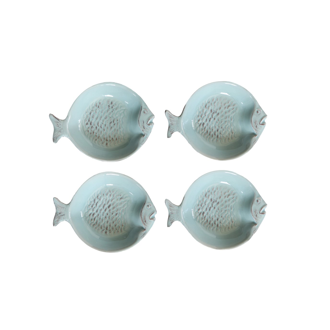 Aqua Fish Shaped Ceramic Dish Set