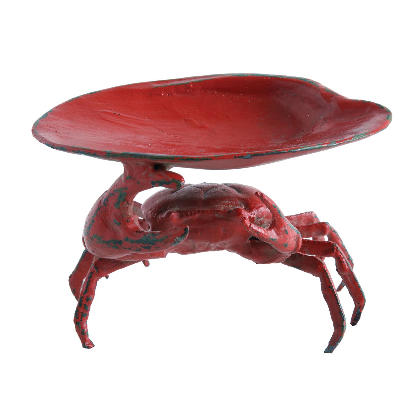 Distressed Red Decorative Cast Iron Crab Shaped Dish